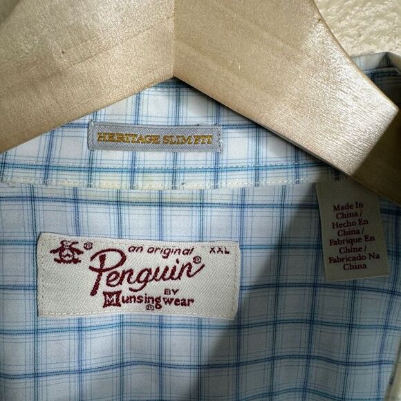 Original Penguin Shirt Mens XXL Button Down Plaid Heritage Slim Fit - Picture 4 of 12